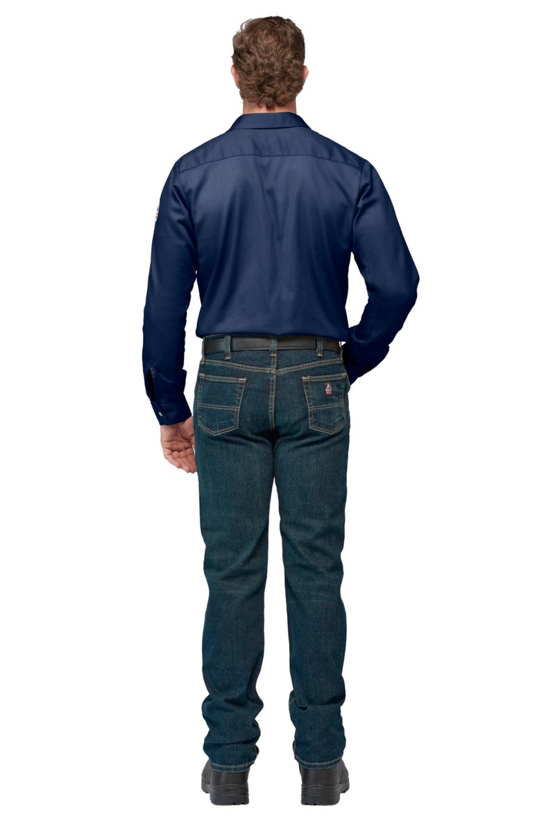 Bulwark FR Bulwark Men's Flame Resistant 7 oz Cotton Work Shirt with Sleeve Vent, Navy, 2X-Large - Image 2